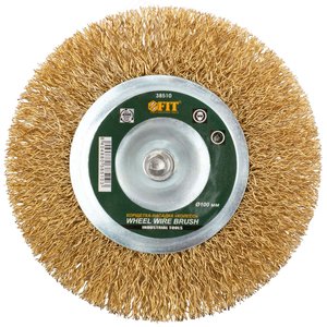 Кордщетка-колесо, со штифтом, стальная латунированная волнистая проволока 100 мм - фото 2