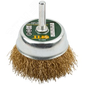 Изображение товара Кордщетка-чашка, со штифтом, стальная латунированная волнистая проволока 60 мм (шт)