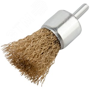 Кордщетка-венчик, со шифтом, стальная латунированная волнистая проволока 25 мм - фото 2