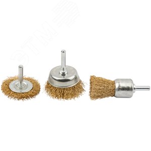 Изображение товара Корщетки со штифтом, набор 3 шт (колесо 50 мм / чашка 50 мм / венчик 25 мм) (шт)