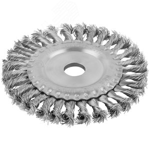 Изображение товара Кордщетка-колесо посадочный диаметр 22.2 мм витая проволока нержавеющая сталь, Профи 150 мм (шт)