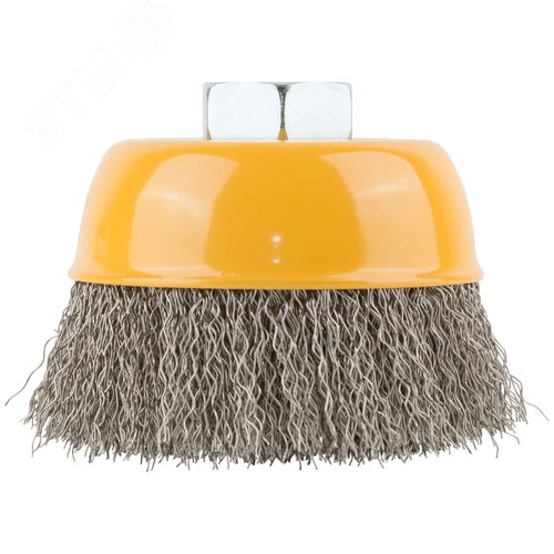 Кордщетка-чашка, гайка М14, волнистая проволока, нержавеющая сталь 75 мм - фото 2