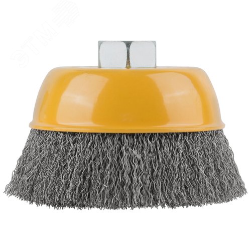 Кордщетка-чашка, гайка М14, волнистая проволока, нержавеющая сталь 100 мм - фото 2