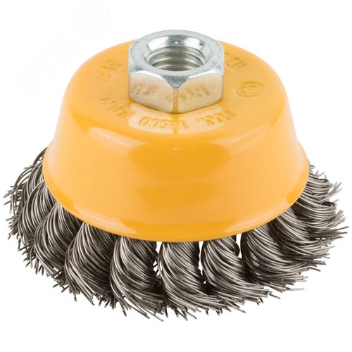 Изображение товара Кордщетка-чашка, гайка М14, витая проволока нержавеющая сталь 75 мм (шт)