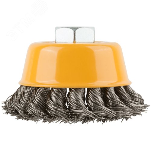 Кордщетка-чашка, гайка М14, витая проволока нержавеющая сталь 75 мм - фото 4