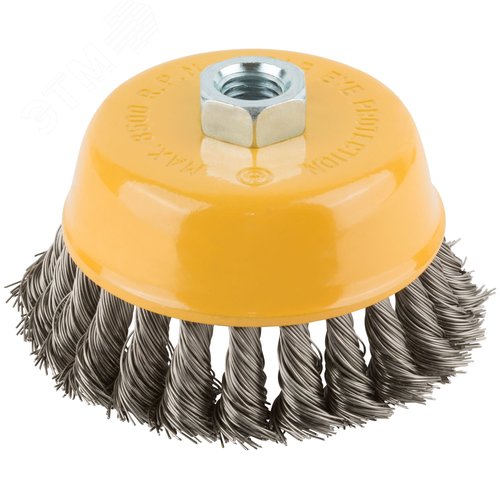 Изображение товара Кордщетка-чашка гайка М14 витая проволока нержавеющая сталь 100 мм (шт)