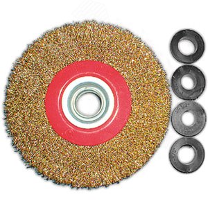 Изображение товара Корщетка-колесо, стальная латунированная волнистая проволока 200 мм (шт)