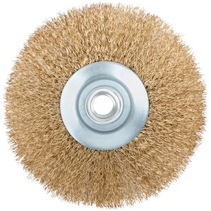 Кордщетка-колесо с наклоном, гайка М14, стальная волнистая латунированная проволока 125 мм - фото 2