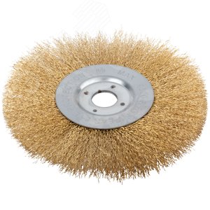 Кордщетка-колесо, посадочный диаметр 22.2 мм, стальная латунированная волнистая проволока 180 мм - фото 1