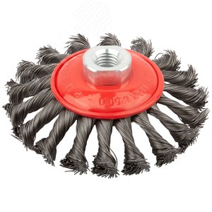 Изображение товара Кордщетка-колесо с наклоном, гайка М14, стальная витая проволока 115 мм (шт)