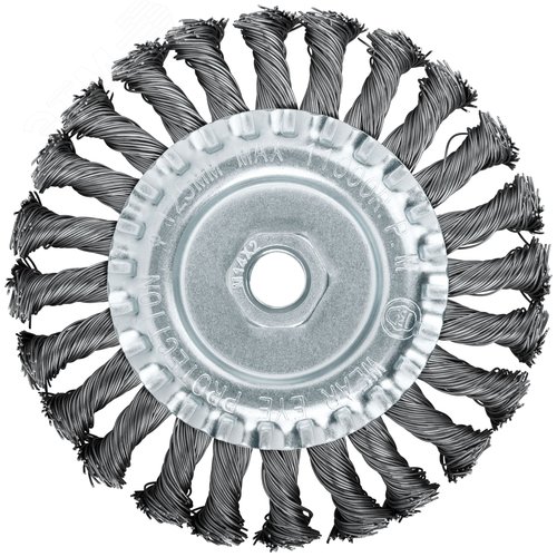 Кордщетка-колесо, гайка М14стальная,  витая проволока 125 мм - фото 2