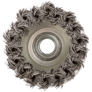 Кордщетка-чашка, гайка М14, стальная витая проволока с бандажом, Профи 65 мм - фото 4
