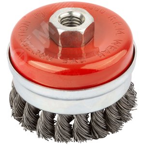 Кордщетка-чашка, гайка М14, стальная витая проволока с бандажом, Профи 75 мм - фото 1