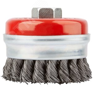 Кордщетка-чашка, гайка М14, стальная витая проволока с бандажом, Профи 75 мм - фото 2