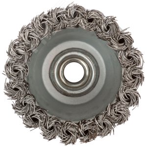 Кордщетка-чашка, гайка М14, стальная витая проволока с бандажом, Профи 75 мм - фото 4