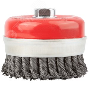 Кордщетка-чашка, гайка М14, стальная витая проволока с бандажом, Профи 100 мм - фото 2