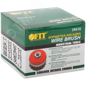 Кордщетка-чашка, гайка М14, стальная витая проволока с бандажом, Профи 100 мм - фото 3