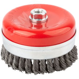 Изображение товара Кордщетка-чашка, гайка М14, стальная витая проволока с бандажом, Профи 125 мм (шт)