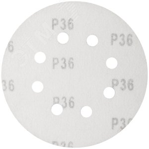 Круги шлифовальные с отверстиями (липучка), алюминий-оксидные, 125 мм, 5 шт Р 36 гибкая -14А - фото 2