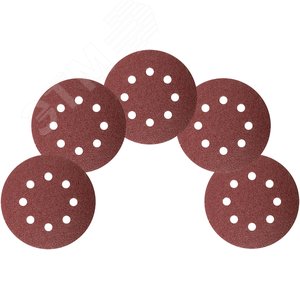 Круги шлифовальные с отверстиями (липучка), алюминий-оксидные, 125 мм, 5 шт Р 36 гибкая -14А - фото 5