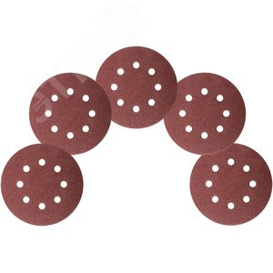 Круги шлифовальные с отверстиями (липучка), алюминий-оксидные, 125 мм, 5 шт Р 40 гибкая -14А - фото 5