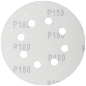 Круги шлифовальные с отверстиями (липучка), алюминий-оксидные, 125 мм, 5 шт Р 180 гибкая -14А - фото 2