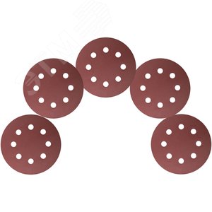 Круги шлифовальные с отверстиями (липучка), алюминий-оксидные, 125 мм, 5 шт Р 240 гибкая -14А - фото 5