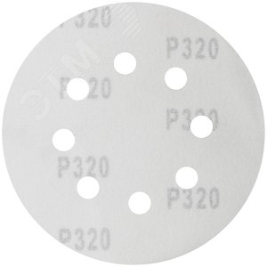 Круги шлифовальные с отверстиями (липучка), алюминий-оксидные, 125 мм, 5 шт Р 320 гибкая -14А - фото 2