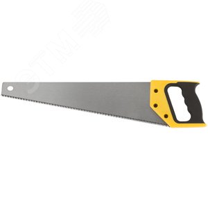 Изображение товара Ножовка по дереву, средний каленый зуб 7 ТPI, 3D заточка, пласт.прорезиненная ручка, Профи 450 мм (шт)
