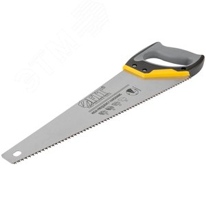 Ножовка по дереву, средний каленый зуб 7 ТPI, 3D заточка, 3К пласт.прорезиненная ручка, Профи 450 мм - фото 2