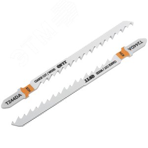 Полотна по дереву двусторонние, HCS, шлифованные под свободным углом зубья, 100/75 мм (T244DA), 2 шт. - фото 2