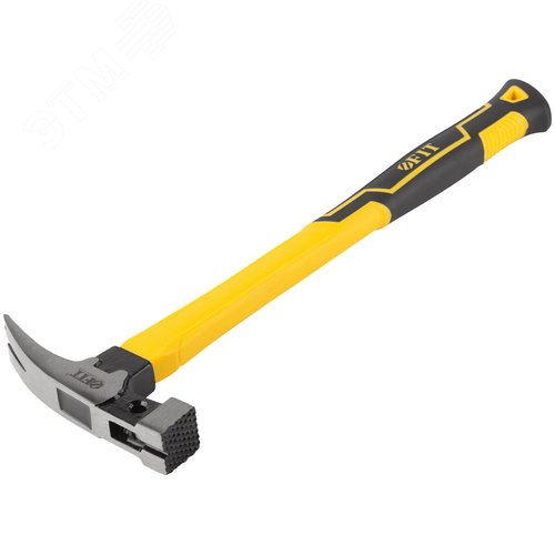 Молоток-гвоздодер, фиберглассовая усиленная удлиненная ручка, дополн. гвоздодер, 27 мм, 370 гр. - фото 2