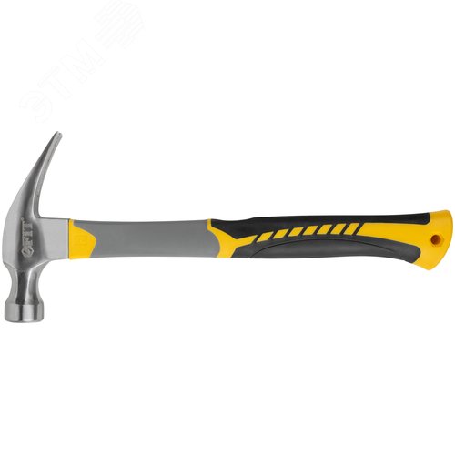 Изображение товара Молоток-гвоздодер, фиброглассовая усиленная 3-х цветная ручка, Профи 29 мм, 450 гр (шт)