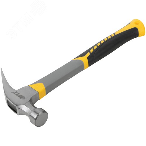 Молоток-гвоздодер, фиброглассовая усиленная 3-х цветная ручка, Профи 29 мм, 450 гр - фото 2