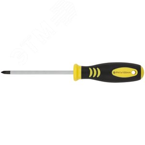 Отвертка ''Хард'', CrV сталь, прорезиненная черно-желтая ручка 5х100 мм РН1