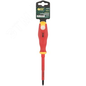 Отвертка изолированная 1000 В, CrV сталь, прорезиненная ручка 6.5х100 мм РН2 - фото 3