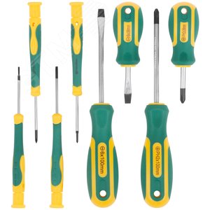 Отвертки ''Контур'', CrV сталь, прорезиненные ручки, 4 шт. + отвертки для точных работ 4 шт., блистер, набор 8 шт. - фото 1