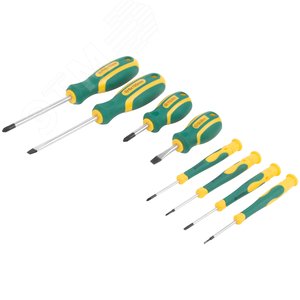 Отвертки ''Контур'', CrV сталь, прорезиненные ручки, 4 шт. + отвертки для точных работ 4 шт., блистер, набор 8 шт. - фото 2