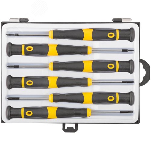 Отвертки для точных работ CrV, 6 шт., PH/SL, пластиковый кейс - фото 1