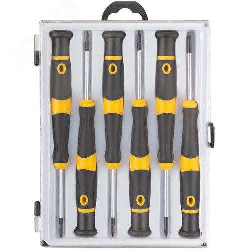 Отвертки для точных работ CrV, 6 шт., PH/SL, пластиковый кейс - фото 2