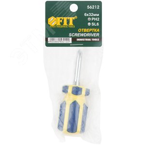 Отвертка с переставным жалом ''коротыш'', CrV сталь, сине-желтая пластиковая ручка 6х32 мм PH2/SL6 - фото 3