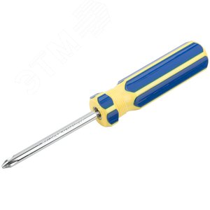 Отвертка с переставным жалом, CrV сталь, сине-желтая пластиковая ручка 6х70 мм PH2/SL6 - фото 2
