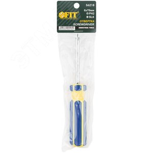 Отвертка с переставным жалом, CrV сталь, сине-желтая пластиковая ручка 6х70 мм PH2/SL6 - фото 3