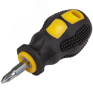 Отвертка c переставным жалом ''коротыш'', CrV сталь, прорезиненная ручка 6х40 мм PH2/SL6 - фото 2