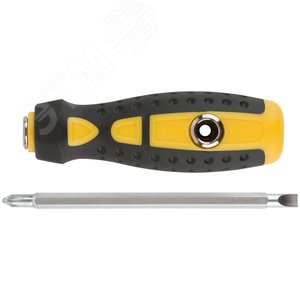 Отвертка с переставным жалом Профи, прямая и Т-обр., CrV сталь, прорезин.ручка, 6х130 мм РН2/SL6 - фото 4