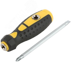 Отвертка с переставным жалом Профи, прямая и Т-обр., CrV сталь, прорезин.ручка, 6х130 мм РН2/SL6 - фото 5