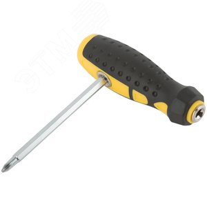 Отвертка с переставным жалом Профи, прямая и Т-обр., CrV сталь, прорезин.ручка, 6х130 мм РН2/SL6 - фото 7