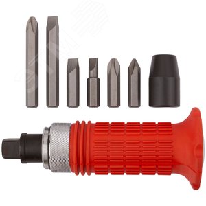 Отвертка ударная, 6 CrV специальных бит, резиновая ручка, пластиковый кейс - фото 4