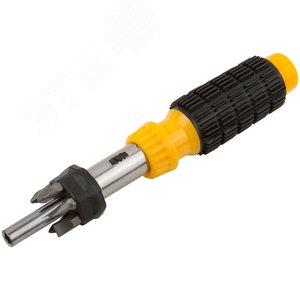 Отвертка реверсивная, 6 CrV бит, желтая ручка с антискользящей накладкой - фото 2