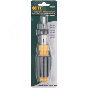 Отвертка реверсивная, 6 CrV бит, желтая ручка с антискользящей накладкой - фото 3